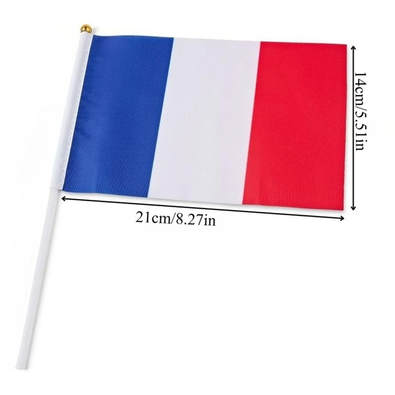 28Pcs Hand Held France Flags on Sticks for Party Sports Events Mini French - Image 2