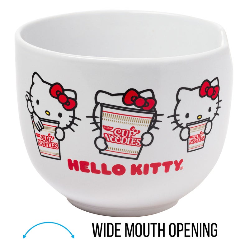 Silver Buffalo Silver Buffalo Sanrio Hello Kitty Cup Noodles Nissin Ceramic Ramen Noodle Rice Bowl with Chopsticks  Microwave Safe  20 Ounces  - Image 3
