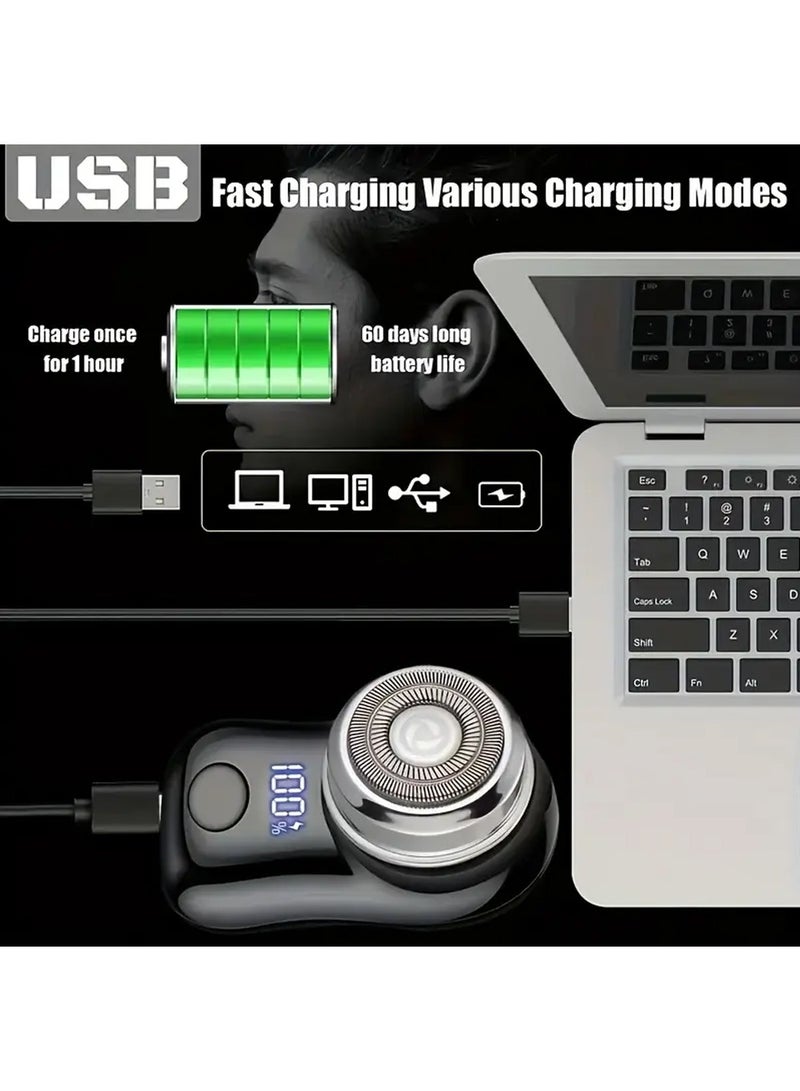 X-level Small Rechargeable Mini Electric Shaver Efficient Shaving Dual Ring Blade Net Intelligent Digital Display,Detachable Blade Head, Easy Cleaning Type-C High-speed Charging Worry Free Boarding - Image 5