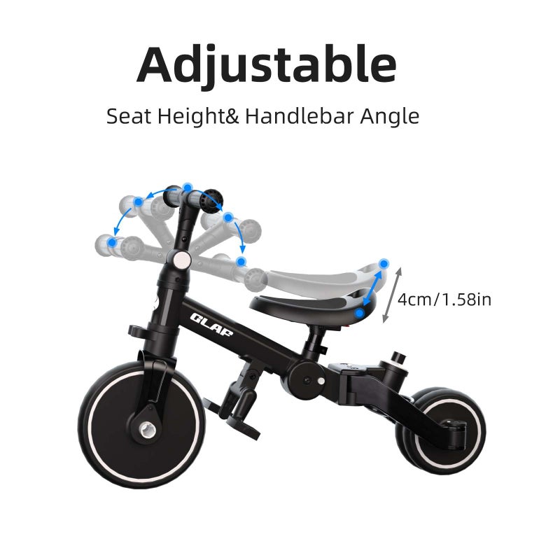 Glaf Tricycle for Toddlers 1-3 Toddler Bike with Push Handle 2-4 Years Baby Bike Toys for 2 Years Boys and Girls Balance Bike with Adjustable Seat Height and Backrest Birthday Giftï¼ˆBlack - Image 5