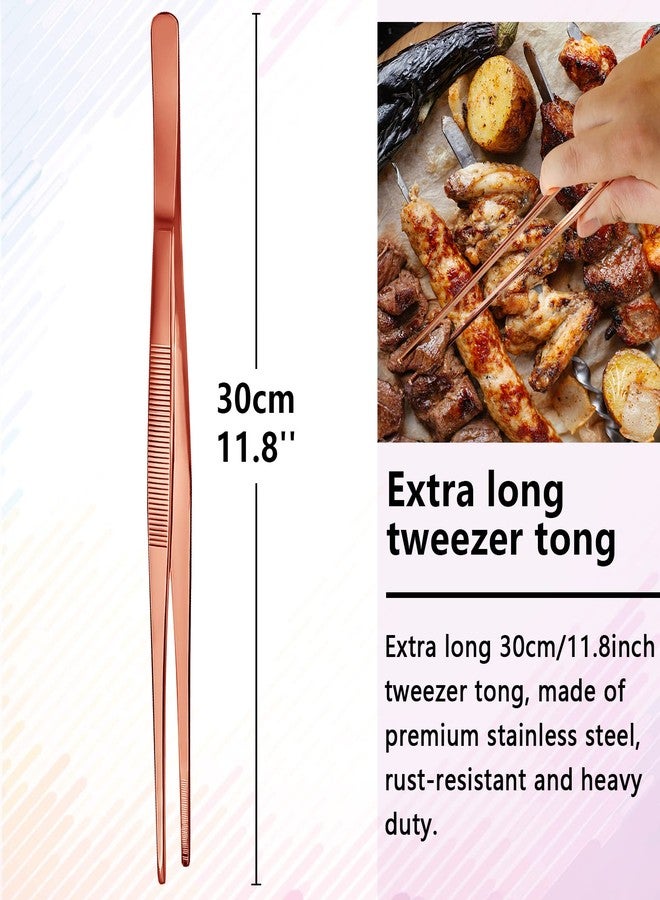 SuproBarware Tweezers - 11.8''/30cm Precision Tweezers, Garnish Stainless Steel Tongs for Bartender, Mixologists Clipping Food - NZ01-C (Copper) - Image 2