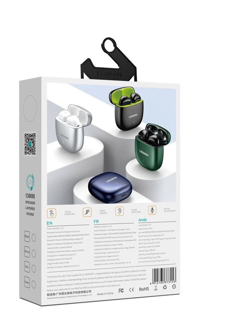 LEDASON - TWS Wireless Ear Buds Zinc Alloy Charging Case-Silver - Image 1