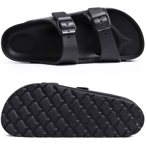 Goosecret Women's Platform Sandals with Arch Support Chunky Lightweight Foam Slip on Slides Comfortable Summer Beach Sandals with Adjustable Buckle Black, 36(size 6) - Image 3