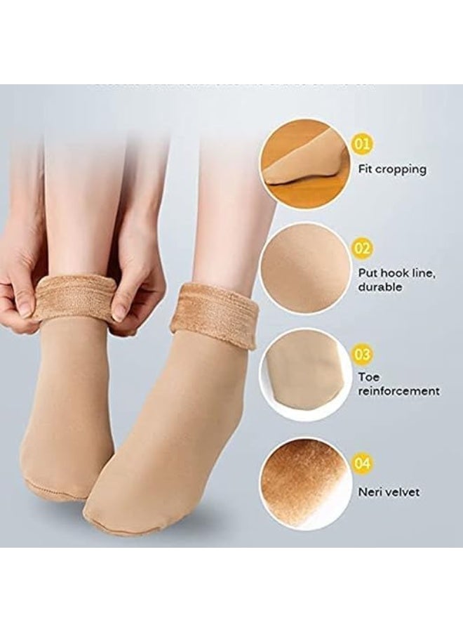 Women's winter socks with fur lining, warm wool, beige color, 2 pieces - Image 2