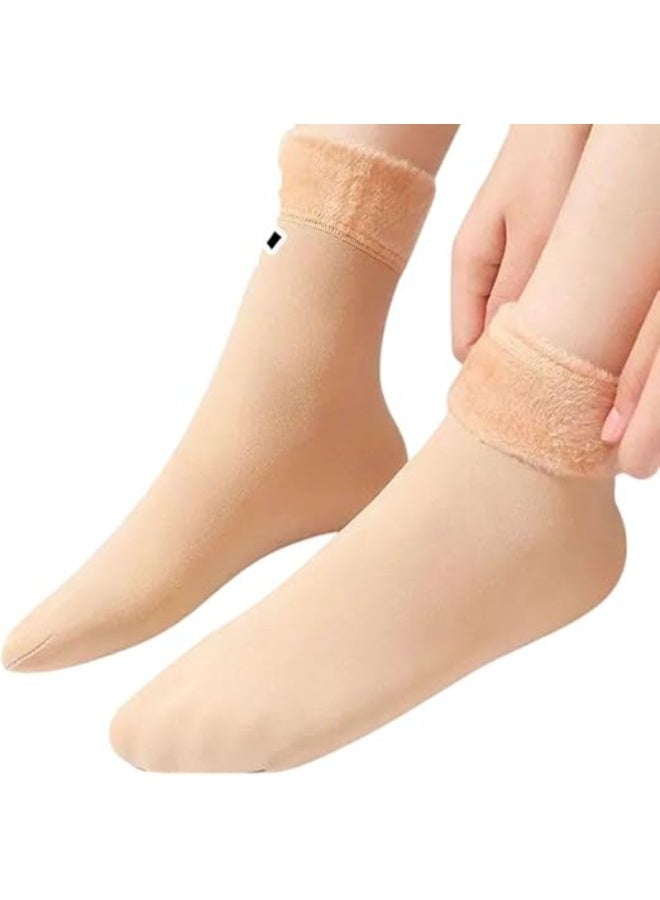 Women's winter socks with fur lining, warm wool, beige color, 2 pieces - Image 4