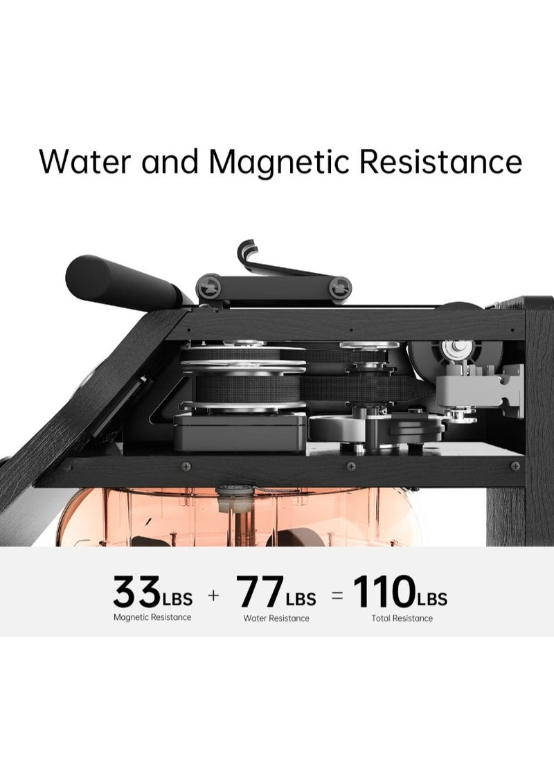 KINGSMITH - Kingsmith Water Rowing Machine WM10  with Tri-fold patent | Water & Magnetic resistence 2 in 1 | Patented 3-Fold Tech | LED display | Dual Resistance System | Red oak color - Image 1