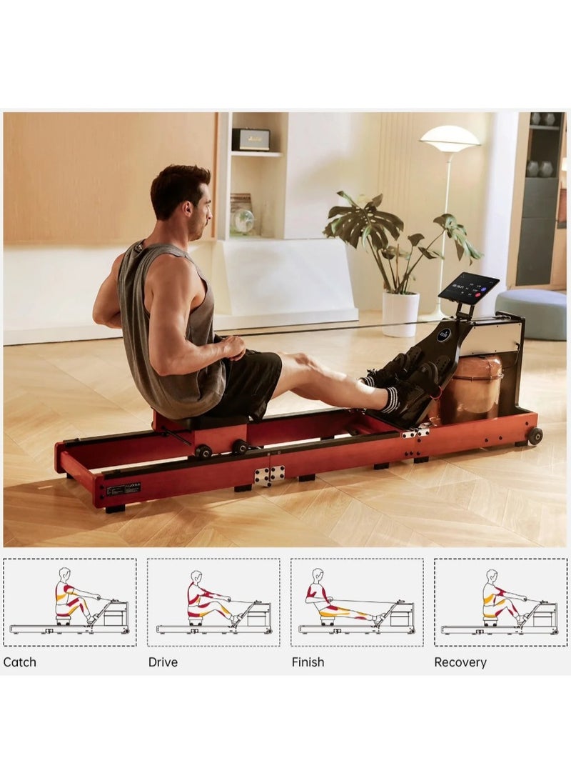 KINGSMITH - Kingsmith Water Rowing Machine WM10  with Tri-fold patent | Water & Magnetic resistence 2 in 1 | Patented 3-Fold Tech | LED display | Dual Resistance System | Red oak color - Image 1
