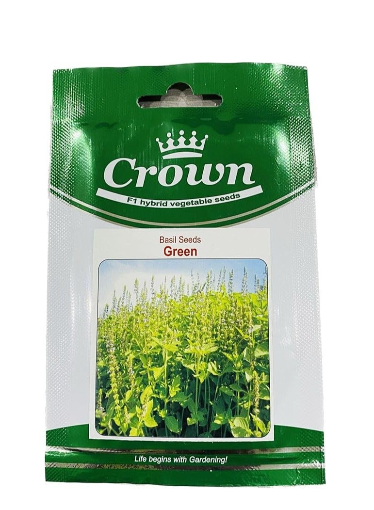 Generic Basil Tulsi green seasoning | Premium Quality Seeds by Crown F1 Hybrid, Organic Non MO Vegetable Seeds for Home and Garden Potted Plants,Easy to Plant,| Made in India | 1gm 