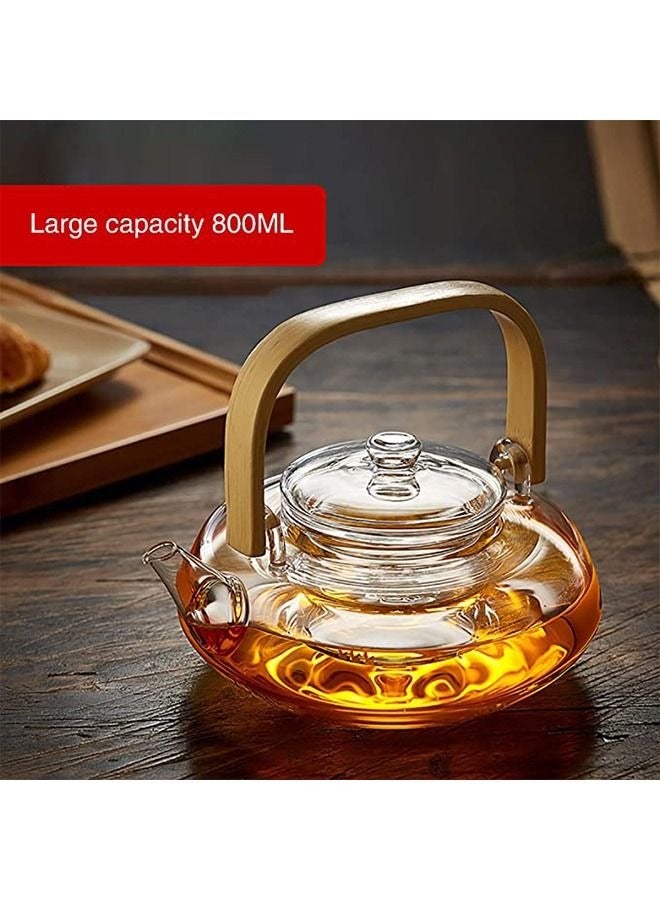 HOME ZONE Glass Teapot with Wood Handle  Clear - Image 5