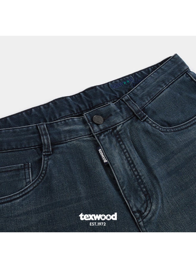 Texwood Apple Denim Jeans For Men, Spring And Summer New Casual Pants, Washed Straight-leg Men's Trousers, Blue, Size 31 - Image 2