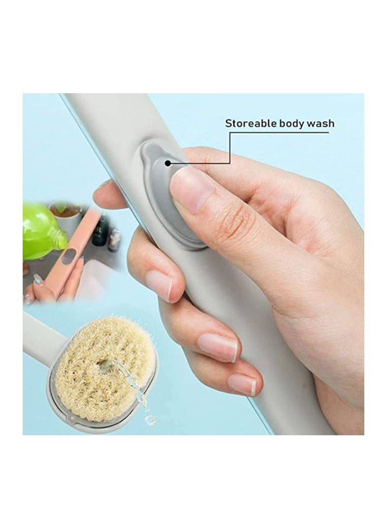 سبيس شوب فرشاة تنظيف وتدليك الحمام بمقبض طويل مع موزع صابون وفرشاة للجسم ومنظف خلفي قابل للتخزين وغسيل الجسم وفرشاة حمام وتنظيف فرشاة التدليك - Image 4