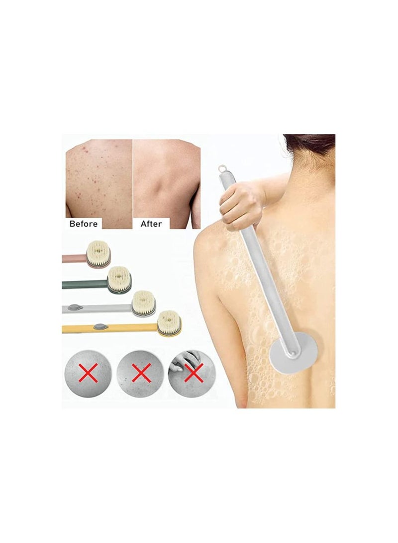 سبيس شوب فرشاة تنظيف وتدليك الحمام بمقبض طويل مع موزع صابون وفرشاة للجسم ومنظف خلفي قابل للتخزين وغسيل الجسم وفرشاة حمام وتنظيف فرشاة التدليك - Image 3