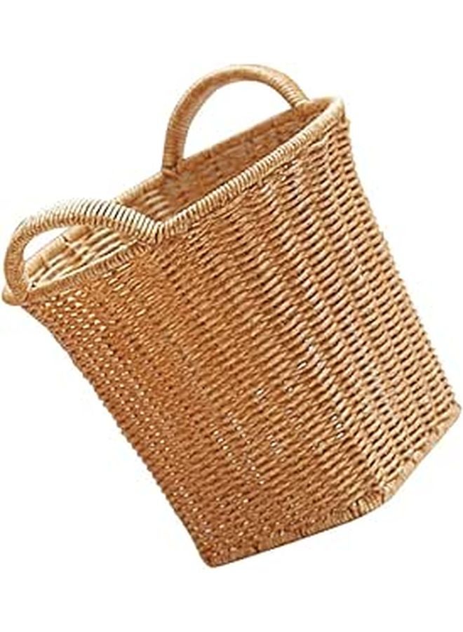 Double Handle Woven Rattan Basket for Flower Arrangement Storage Kitchen Bedroom Office Organizer - Image 1