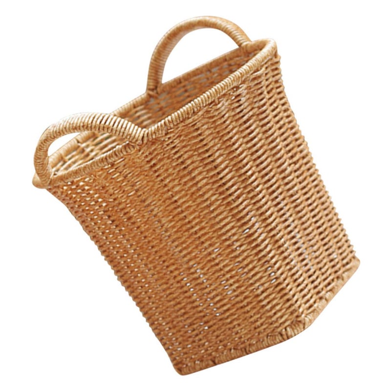 Double Handle Woven Rattan Basket for Flower Arrangement Storage Kitchen Bedroom Office Organizer - Image 2