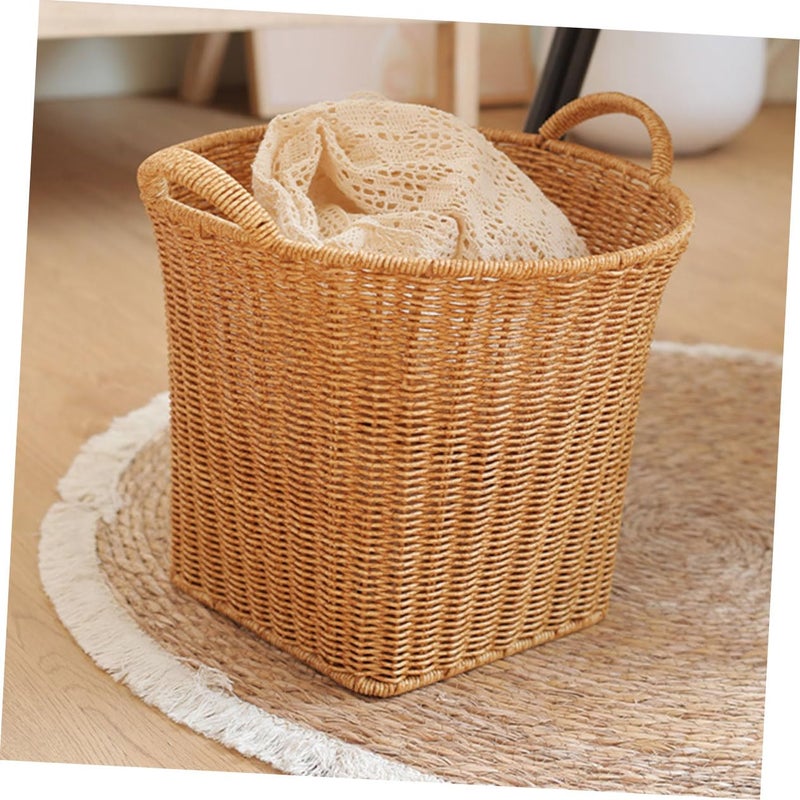 Double Handle Woven Rattan Basket for Flower Arrangement Storage Kitchen Bedroom Office Organizer - Image 5