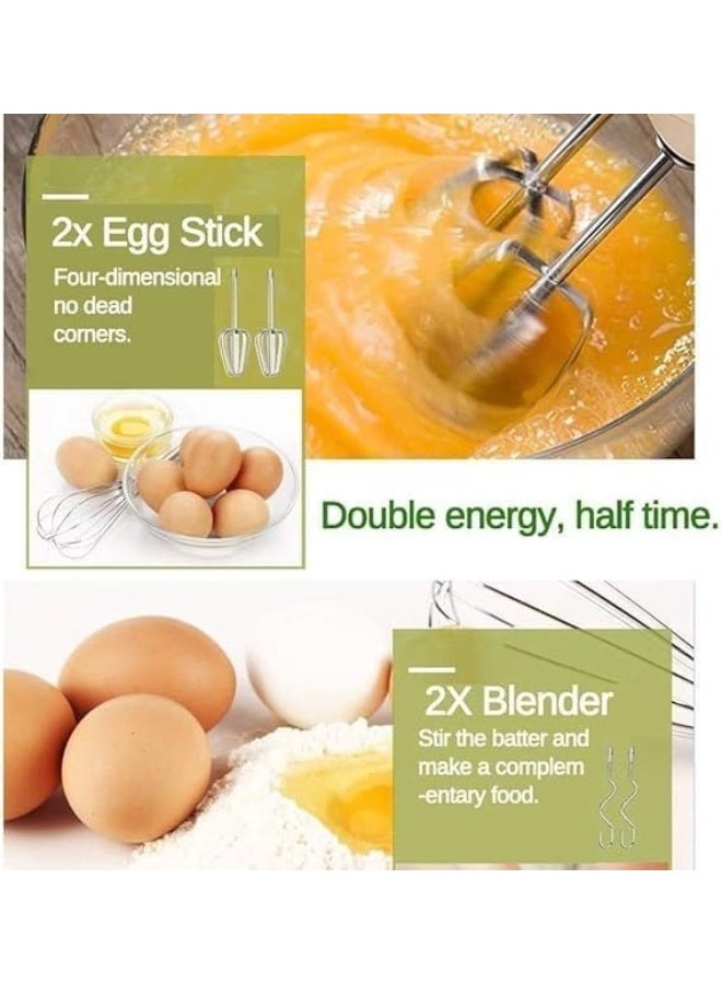 خلاط يدوي كهربائي بـ 7 سرعات - مضرب بيض محمول مع 4 ملحقات من الفولاذ المقاوم للصدأ، خلاط مطبخ خفيف الوزن للخفق والخلط وتحضير الكريمة وعجينة الكيك - Image 4