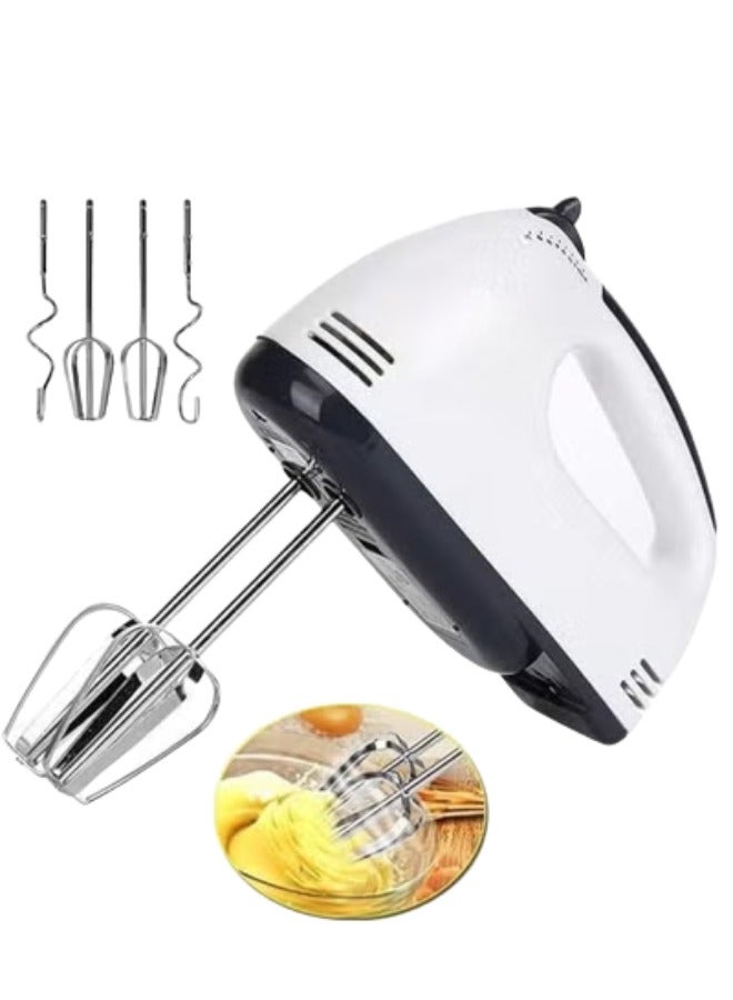 خلاط يدوي كهربائي بـ 7 سرعات - مضرب بيض محمول مع 4 ملحقات من الفولاذ المقاوم للصدأ، خلاط مطبخ خفيف الوزن للخفق والخلط وتحضير الكريمة وعجينة الكيك - Image 1