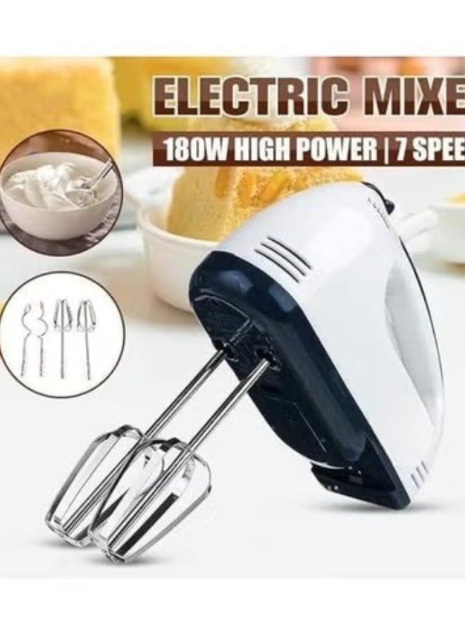 خلاط يدوي كهربائي بـ 7 سرعات - مضرب بيض محمول مع 4 ملحقات من الفولاذ المقاوم للصدأ، خلاط مطبخ خفيف الوزن للخفق والخلط وتحضير الكريمة وعجينة الكيك - Image 3