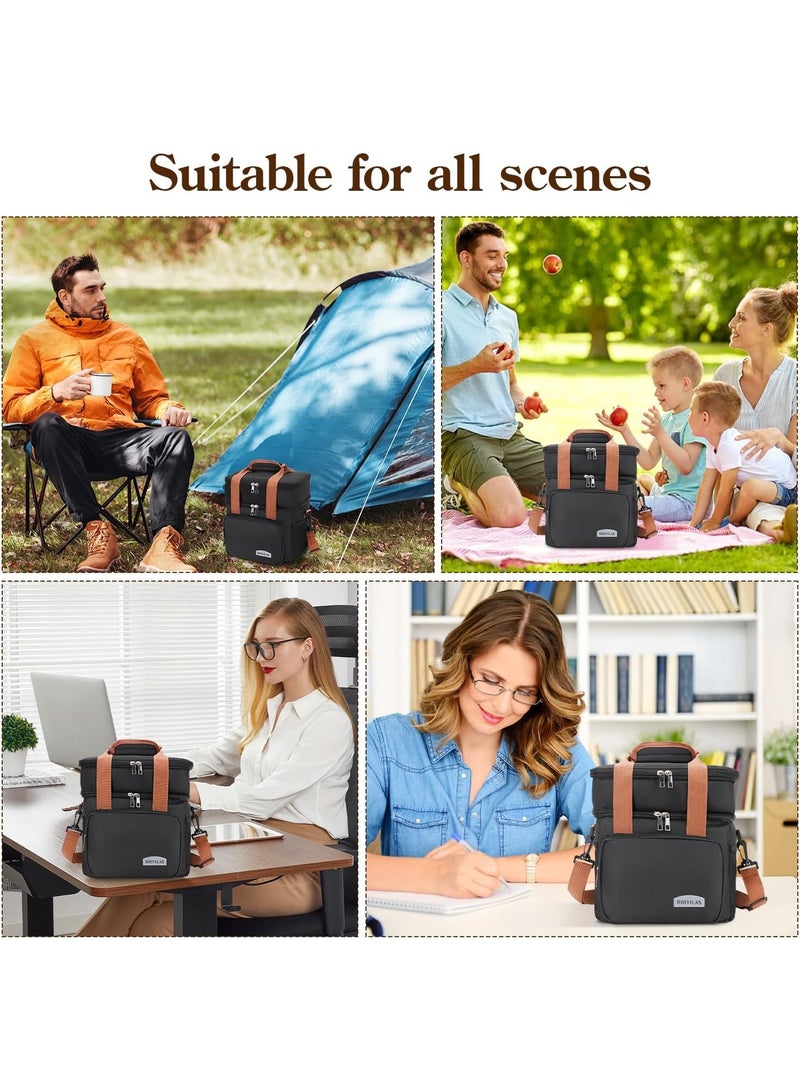 Brivilas Double-Layer Large Capacity Insulated Cooler Bag - Outdoor Camping/Picnic Crossbody Portable Insulated Bag - Image 5