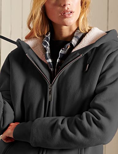 Yeokou Women's Casual Full Zip Up Sherpa Lined Hoodie Sweatshirt Jacket Coat (M, Dark Grey) - Image 4