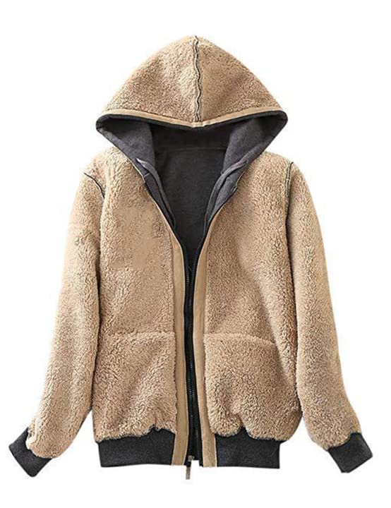 Yeokou Women's Casual Full Zip Up Sherpa Lined Hoodie Sweatshirt Jacket Coat (M, Dark Grey) - Image 2