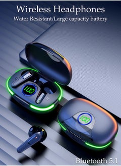 Wireless Earbuds Bluetooth V5.1 Headphones Deep Bass Stereo Ear Buds with LED Power Display Charging Case Earphones with Mic Headset for Game Sports and Music