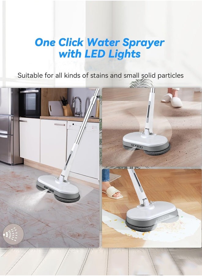 Joshberg Cordless Electric Mop, Electric Spin Mop with LED Headlight and Water Spray, Up to 40 mins Powerful Floor Cleaner with 300ml Water Tank & Detachable Battery, Super Quiet Cleaning & Waxing, for Wood, Hardwood, Laminate, Tile,Marble Floors  - Image 4