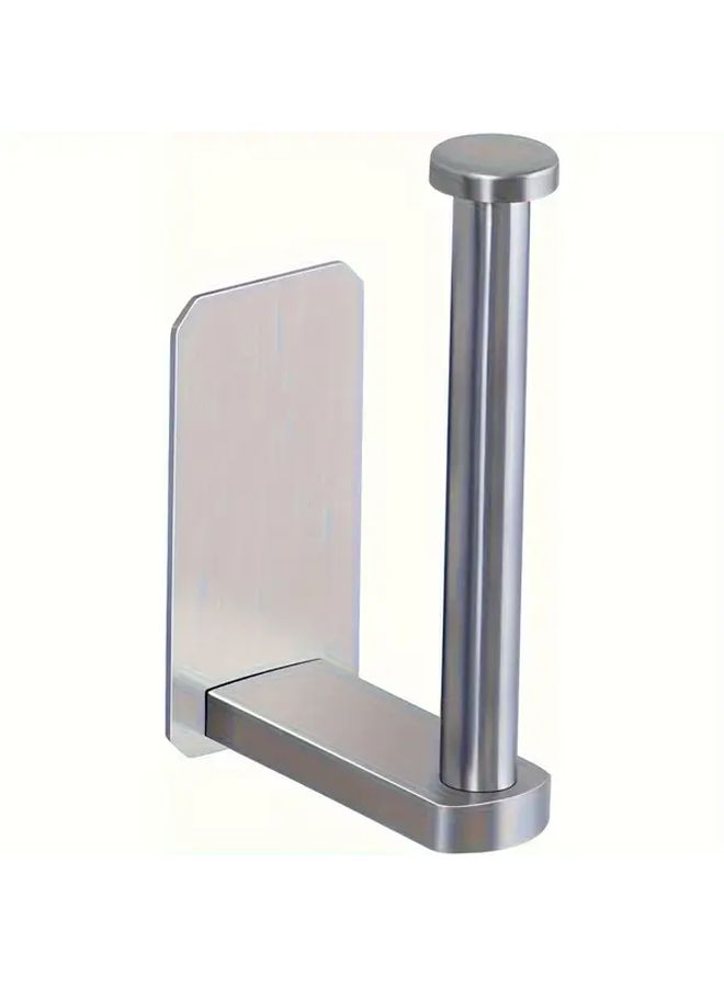 Self Adhesive Stainless Steel Toilet Paper Holder No Drill Wall Mount Silvery - Image 2