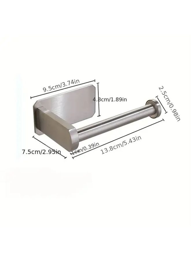 Self Adhesive Stainless Steel Toilet Paper Holder No Drill Wall Mount Silvery - Image 3