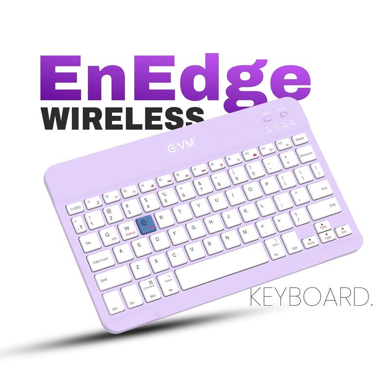 EVM EnEdge 9.7 inch Wireless Rechargeable Keyboard - Bluetooth 5.0 with Type-C Interface, Ultra-Slim & Lightweight, Compatible with Tablets, Smartphones 1 Year Warranty (WLKM-Purple) - Image 2
