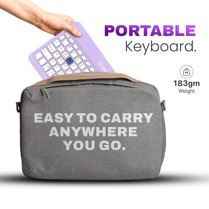 EVM EnEdge 9.7 inch Wireless Rechargeable Keyboard - Bluetooth 5.0 with Type-C Interface, Ultra-Slim & Lightweight, Compatible with Tablets, Smartphones 1 Year Warranty (WLKM-Purple) - Image 4