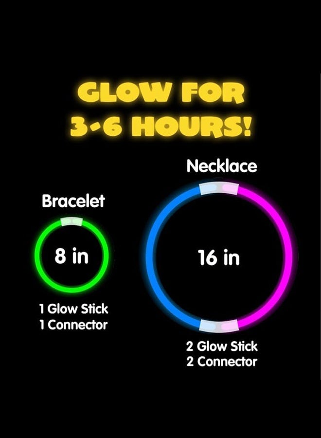 100 Pcs 8" Glow sticks Bulk Party Favors Pack, Neon Glow in the Dark Party Supplies, Light Up Necklaces and Bracelets with Connectors, Easter, Football, Birthday Decorations - Image 2