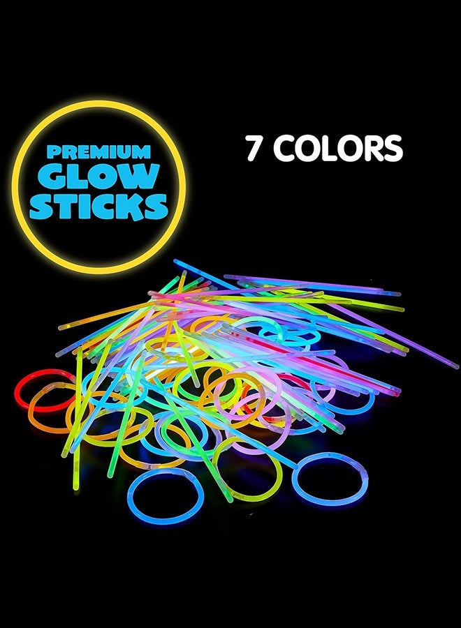 100 Pcs 8" Glow sticks Bulk Party Favors Pack, Neon Glow in the Dark Party Supplies, Light Up Necklaces and Bracelets with Connectors, Easter, Football, Birthday Decorations - Image 5