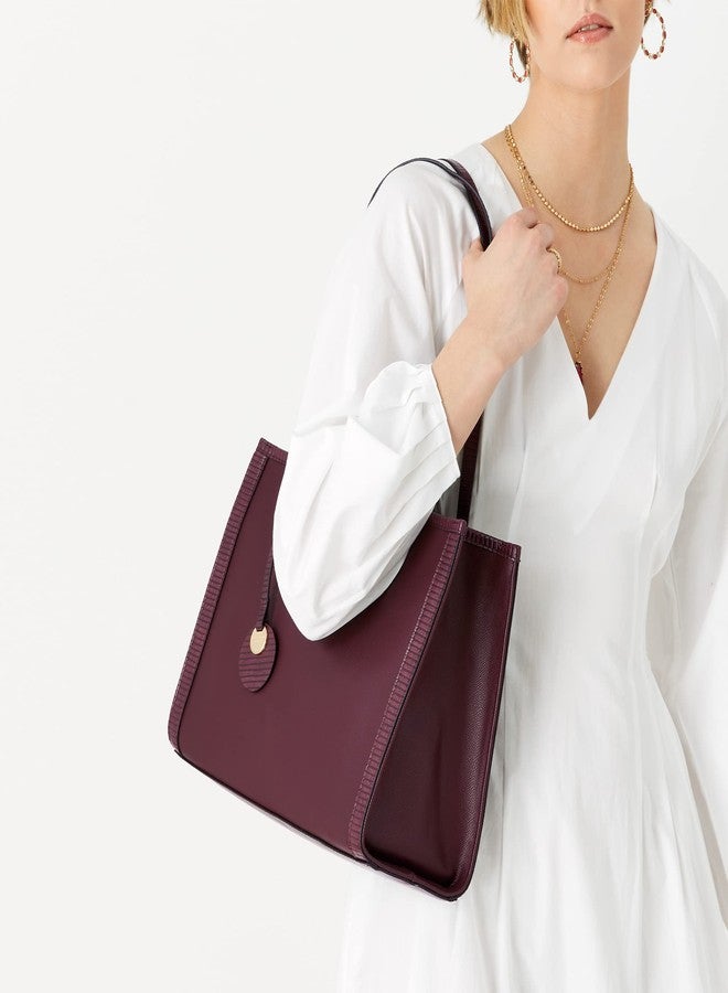 أكسيسورايز حقيبة تسوق نسائية من أكسسورايز لندن، لونها عنابي وردي، مناسبة للكتب | حقائب تسوق نسائية للاستخدام المكتبي | حقيبة عمل أنيقة | تتسع لجهاز كمبيوتر محمول مقاس 13 بوصة - Image 2