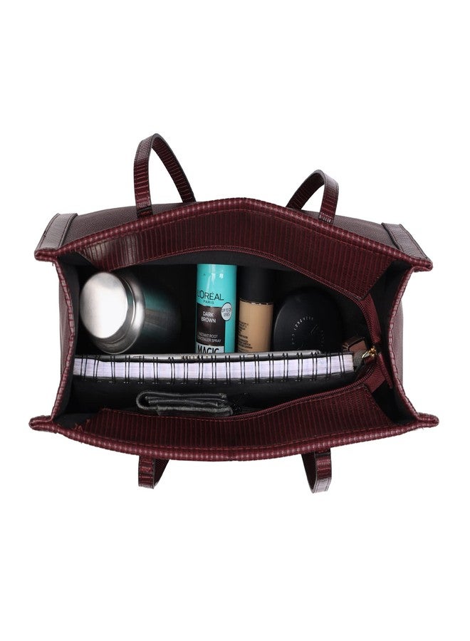 أكسيسورايز حقيبة تسوق نسائية من أكسسورايز لندن، لونها عنابي وردي، مناسبة للكتب | حقائب تسوق نسائية للاستخدام المكتبي | حقيبة عمل أنيقة | تتسع لجهاز كمبيوتر محمول مقاس 13 بوصة - Image 5