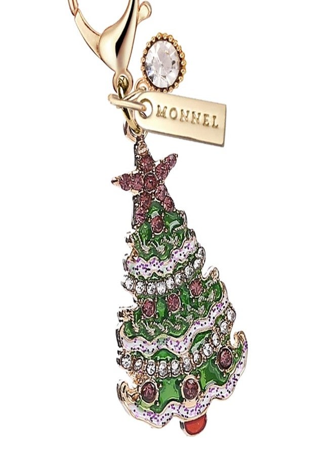 MONNEL MC395 Crystal Christmas Tree Lobster Clasp Charm for Women with Velvet Bag (Green,1 Piece) - Image 2