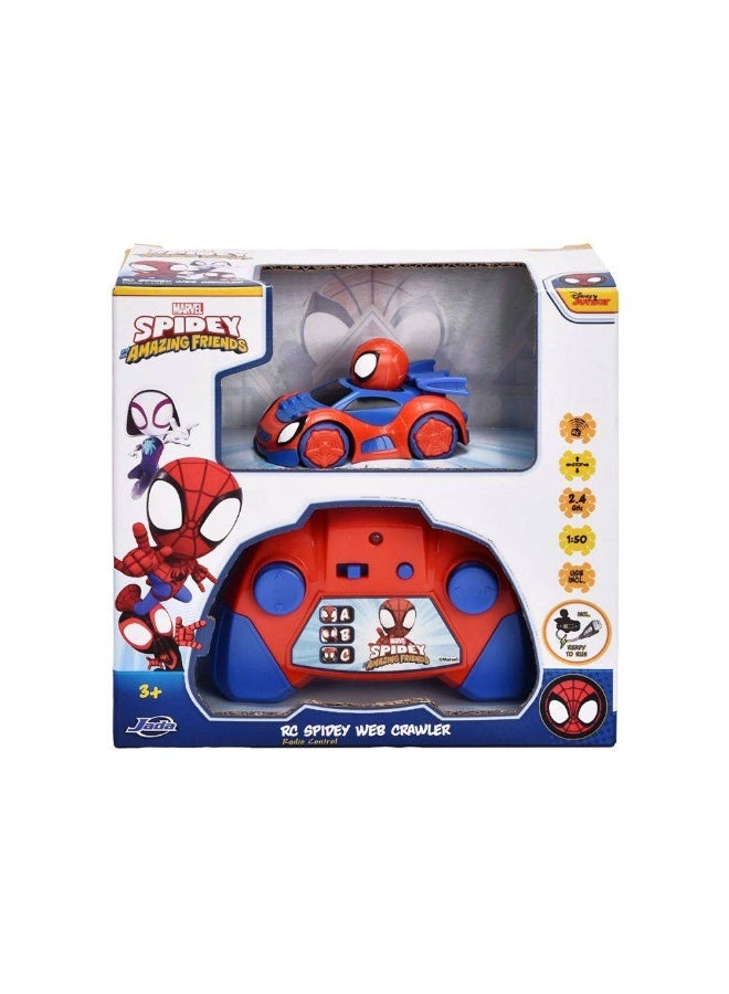 JADA سيارة التحكم عن بعد مارفل سبايدي وأصدقائه المدهشين سبايدي ويب كراولر (1:50، أحمر/أزرق) - Image 1
