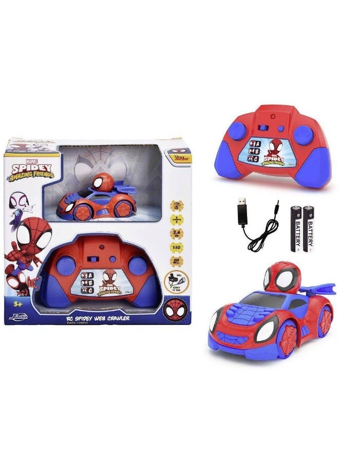JADA سيارة التحكم عن بعد مارفل سبايدي وأصدقائه المدهشين سبايدي ويب كراولر (1:50، أحمر/أزرق) - Image 2