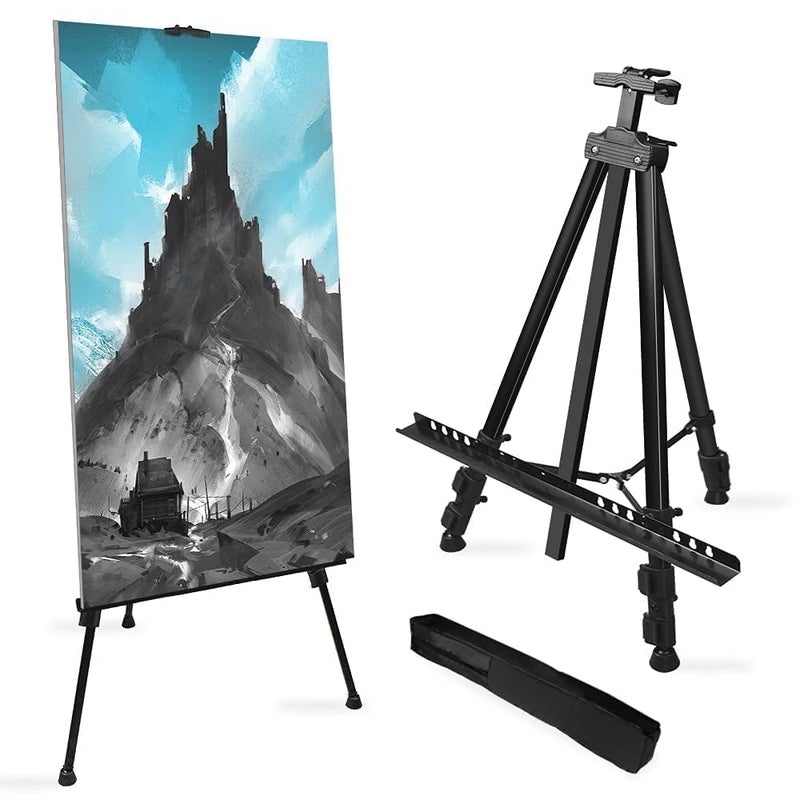 RRFTOK Art Painting Display Easel Stand,72Inches Portable Adjustable Metal Tripod with Artist Easels for Canvases Height from 22-72”for Table-Top/Floor Paint and Displaying,Black - Image 1
