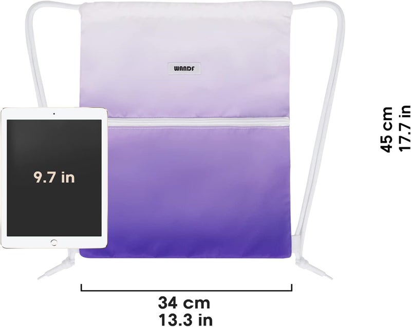 WANDF Drawstring Backpack String Bag Sackpack Cinch Water Resistant Nylon for Sport Yoga Gym Shopping (Purple Gradient) - Image 4