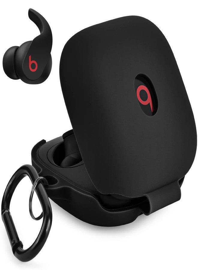 VISOOM Soft Case for Beats Fit Pro 2021 - Silicone Protective Cover for Apple Beats Fit Pro Earbuds With Keychain, Shockproof (Black) - Image 1