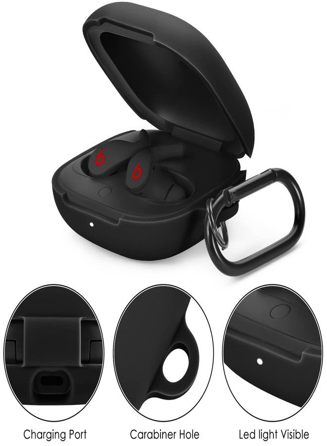 VISOOM Soft Case for Beats Fit Pro 2021 - Silicone Protective Cover for Apple Beats Fit Pro Earbuds With Keychain, Shockproof (Black) - Image 3