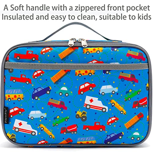 FlowFly Kids Lunch box Insulated Soft Bag Mini Cooler Back to School Thermal Meal Tote Kit for Girls, Boys, Car - Image 2