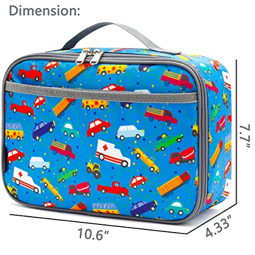 FlowFly Kids Lunch box Insulated Soft Bag Mini Cooler Back to School Thermal Meal Tote Kit for Girls, Boys, Car - Image 3