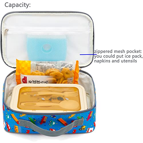 FlowFly Kids Lunch box Insulated Soft Bag Mini Cooler Back to School Thermal Meal Tote Kit for Girls, Boys, Car - Image 5