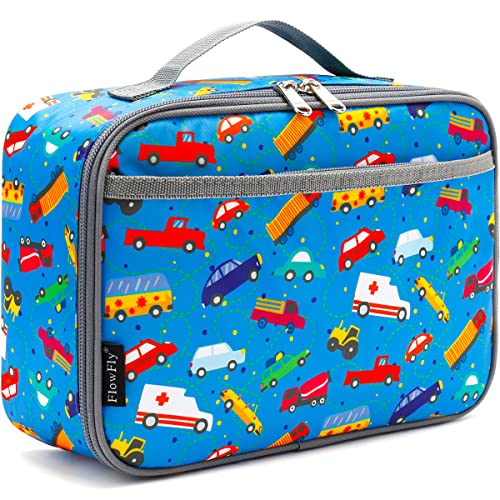 FlowFly Kids Lunch box Insulated Soft Bag Mini Cooler Back to School Thermal Meal Tote Kit for Girls, Boys, Car - Image 1
