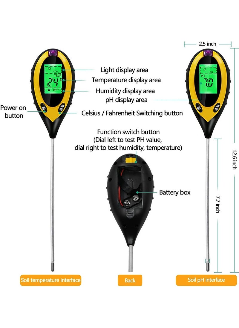 Generic - Soil Moisture Meter, Plant Water Monitor 4-in-1 with pH Tester Meter, Gardening Tool Kits for Plant Care, Great for Garden, Lawn, Farm, Indoor & Outdoor Use - Image 1