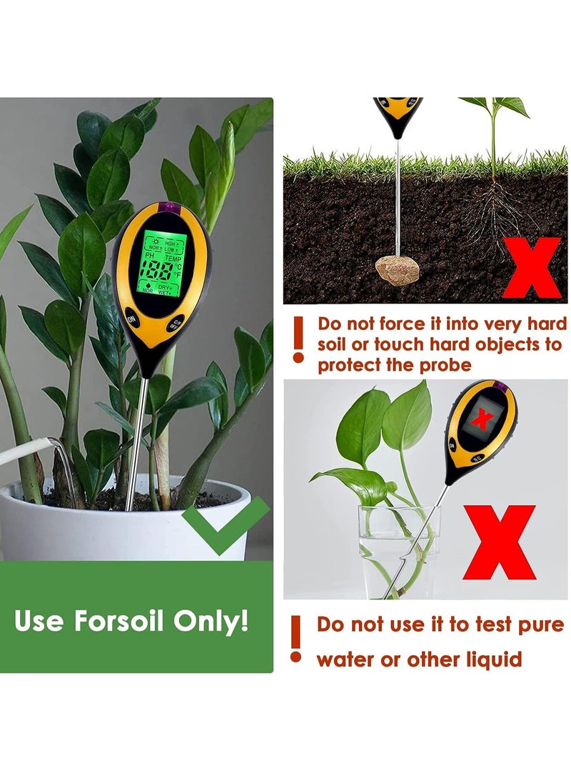 Generic - Soil Moisture Meter, Plant Water Monitor 4-in-1 with pH Tester Meter, Gardening Tool Kits for Plant Care, Great for Garden, Lawn, Farm, Indoor & Outdoor Use - Image 1