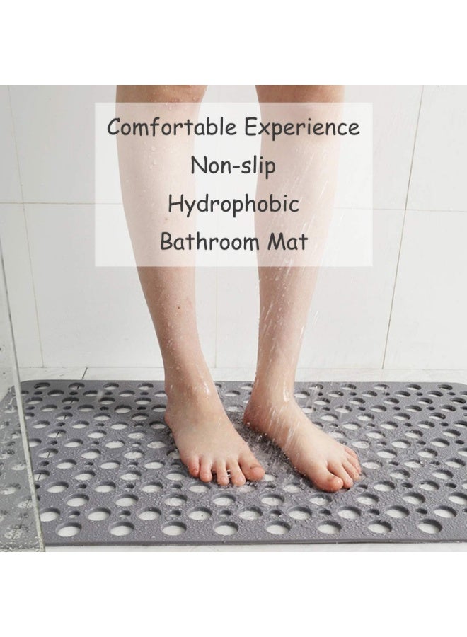Non Slip Bath Mat Anti Mould Shower Mats TPE Bathroom Bathtub Mat Floor Shower Mats Anti Slip Antibacterial with Suction Cups & Drainage hole Perfect for Everyone Safety Grey 21" x 21"/53 x 53cm - Image 2