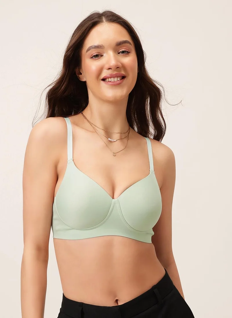 كلوفيا Clovia Padded Non-Wired Full Coverage Seamless Bonded Bra in Mint Green